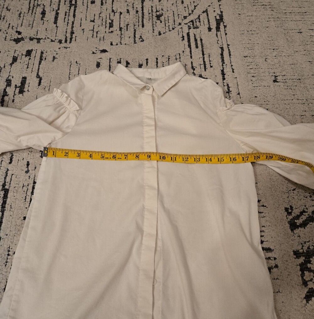 Cream Puff-Sleeve Button-Up Top - Picture 6 of 6